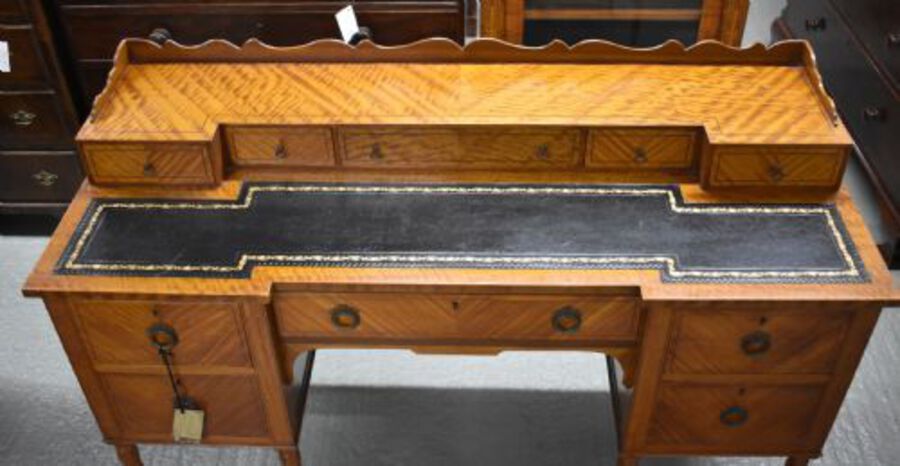 Antique Edwardian Satinwood Carlton House Desk