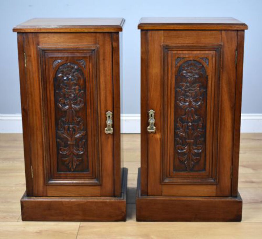 Pair of Victorian Walnut Bedside Cabinets