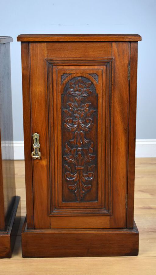Antique Pair of Victorian Walnut Bedside Cabinets