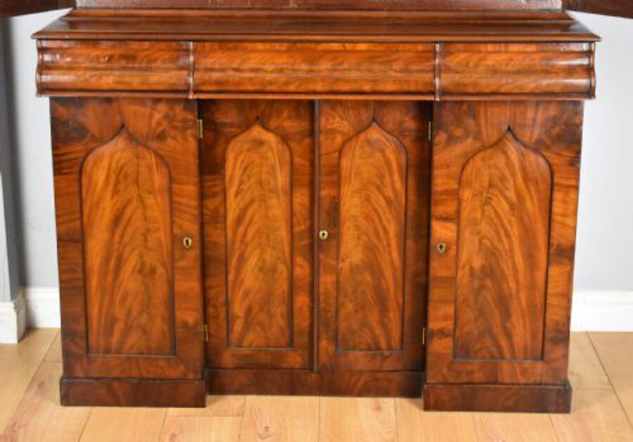 Antique Early Victorian Flame Mahogany Bookcase