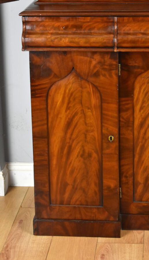 Antique Early Victorian Flame Mahogany Bookcase