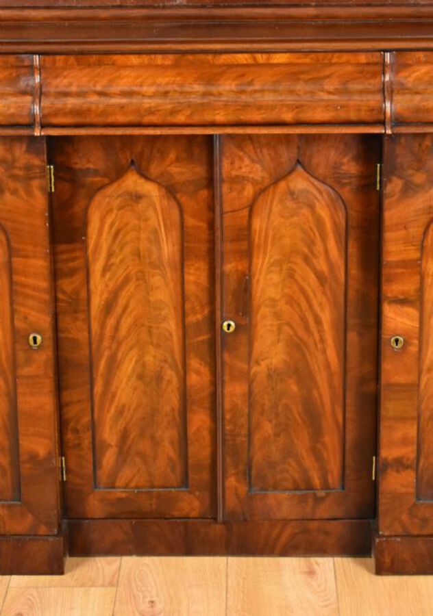 Antique Early Victorian Flame Mahogany Bookcase