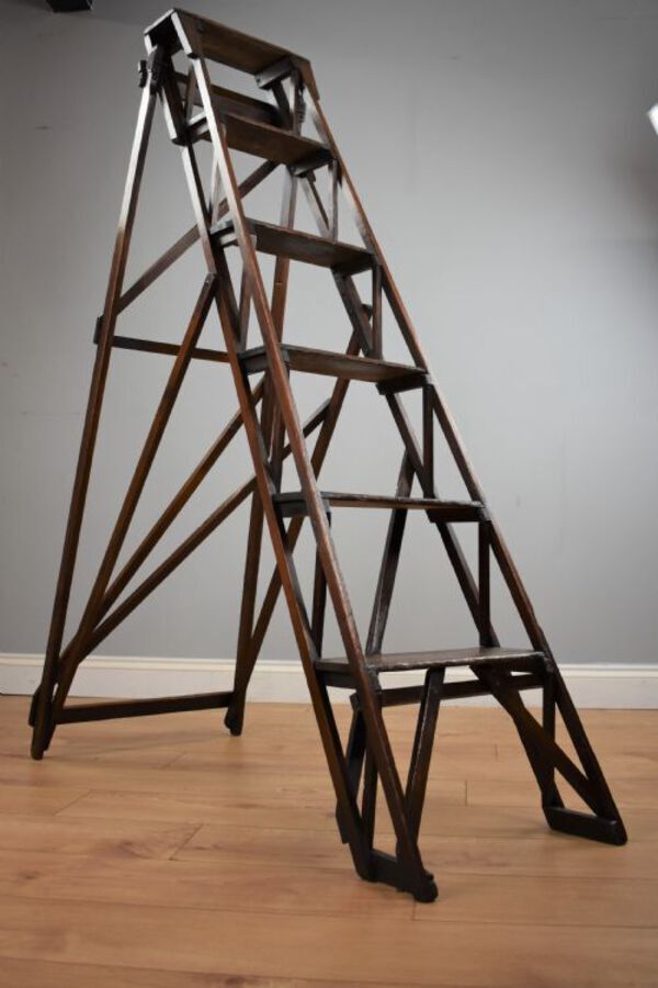 Antique Late 19th Century Hatherley Pine Step Ladders