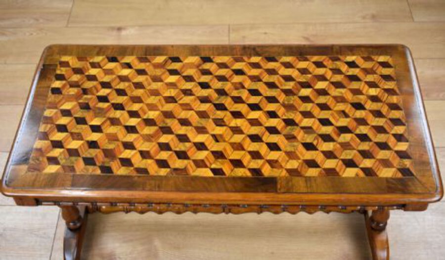 Antique Victorian Walnut and Parquetry Coffee Table