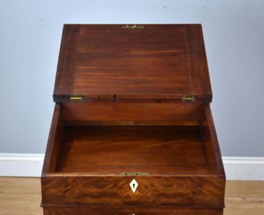 Antique Regency Flame Mahogany Davenport by Wilkinson