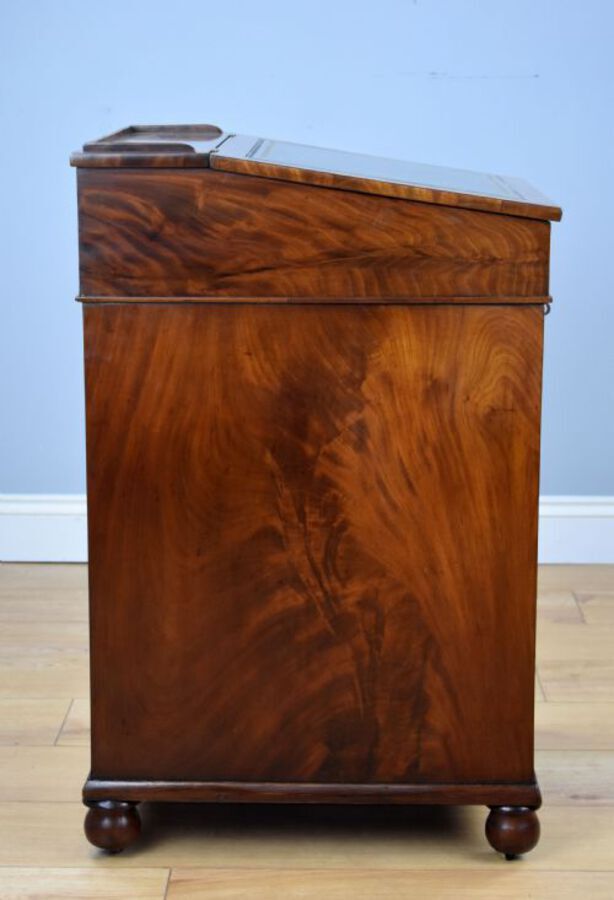 Antique Regency Flame Mahogany Davenport by Wilkinson