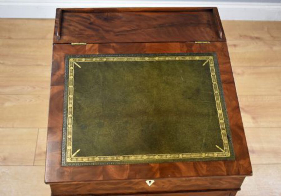 Antique Regency Flame Mahogany Davenport by Wilkinson