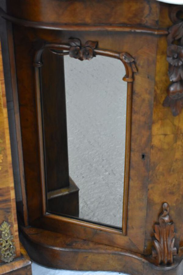 Antique Victorian Burr Walnut Serpentine Credenza