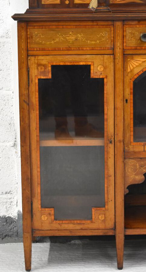 Antique Victorian Mahogany Inlaid Mirror Back Sideboard