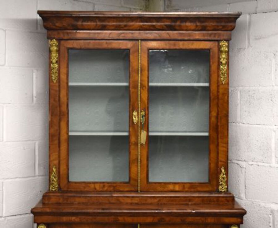Antique Victorian Burr Walnut Bookcase