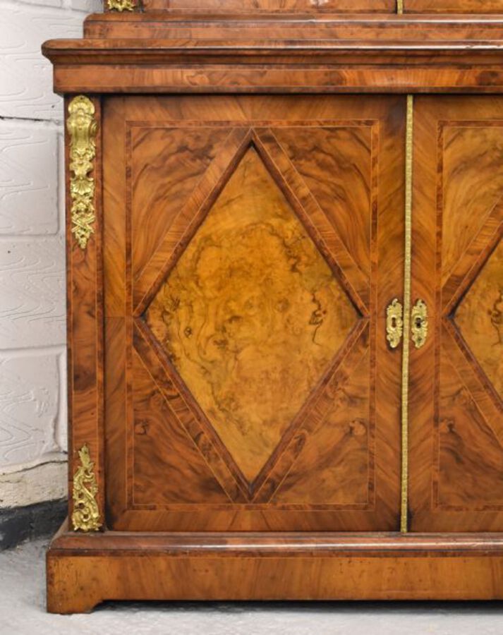 Antique Victorian Burr Walnut Bookcase