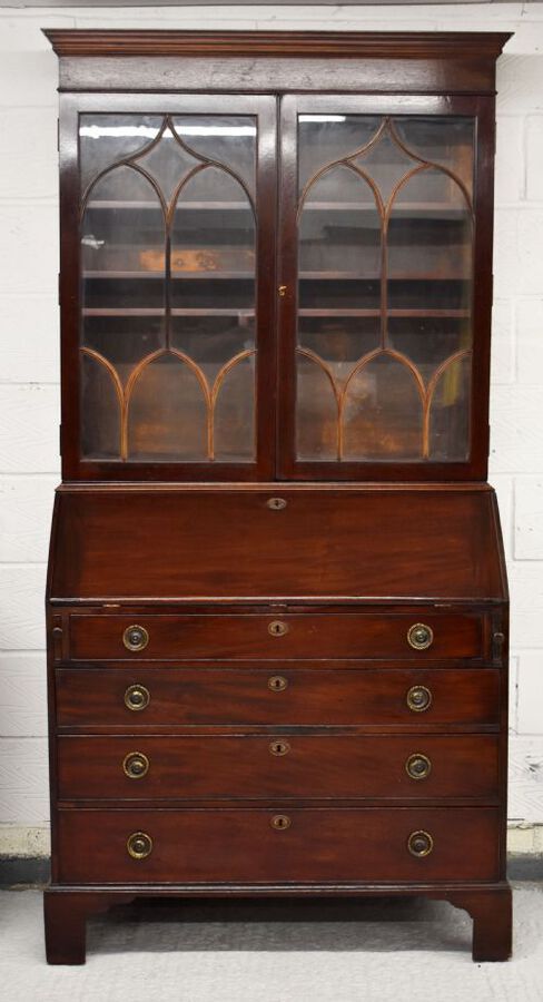 George III Mahogany Bureau Bookcase