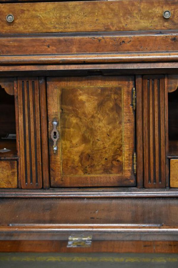 Antique 19th Century Burr Walnut Bureau Bookcase