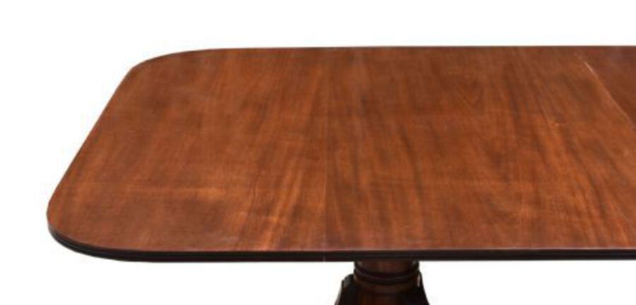 Antique Large Regency Style Mahogany Pedestal Dining Table 