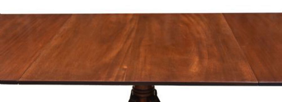 Antique Large Regency Style Mahogany Pedestal Dining Table 