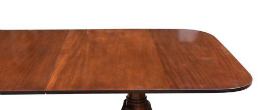 Antique Large Regency Style Mahogany Pedestal Dining Table 