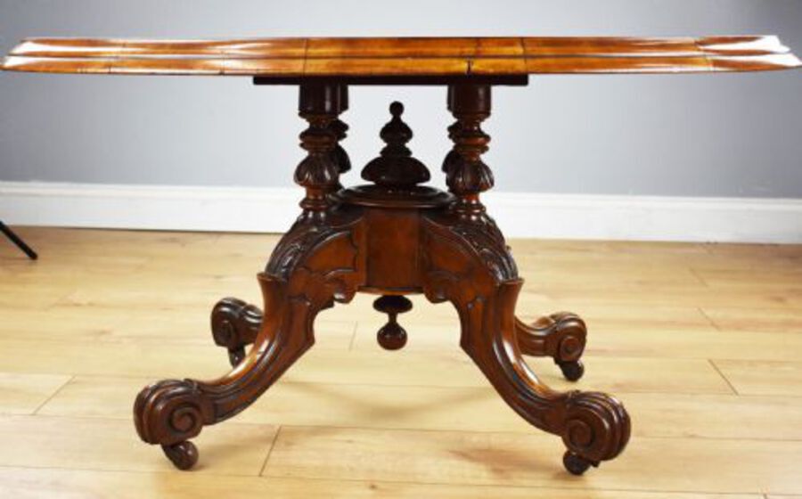 Antique Victorian Burr Walnut Inlaid Coffee Table