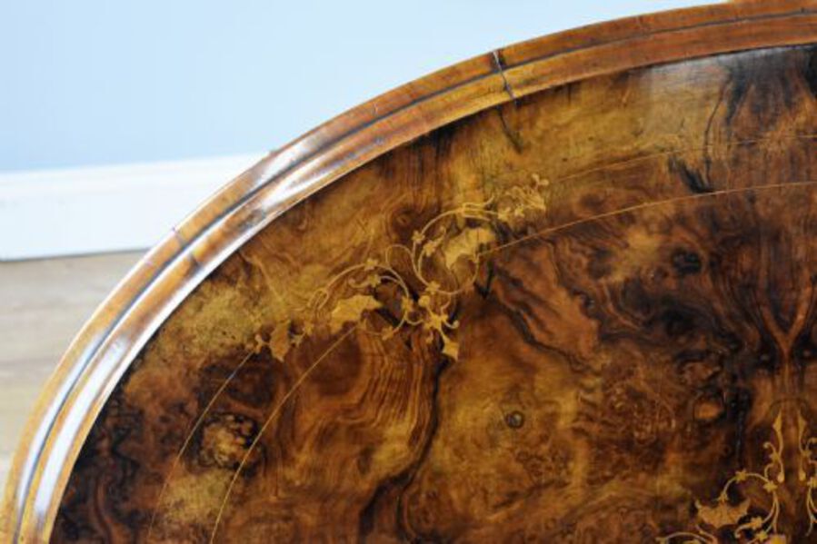 Antique Victorian Burr Walnut Inlaid Coffee Table