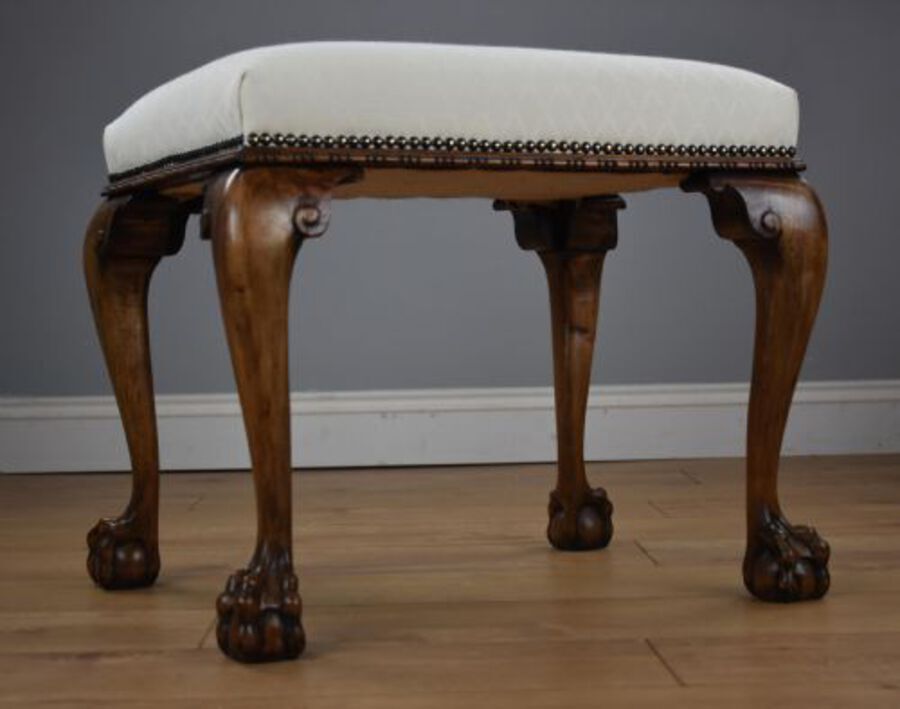 Antique 1930 Walnut claw and Ball Footstool
