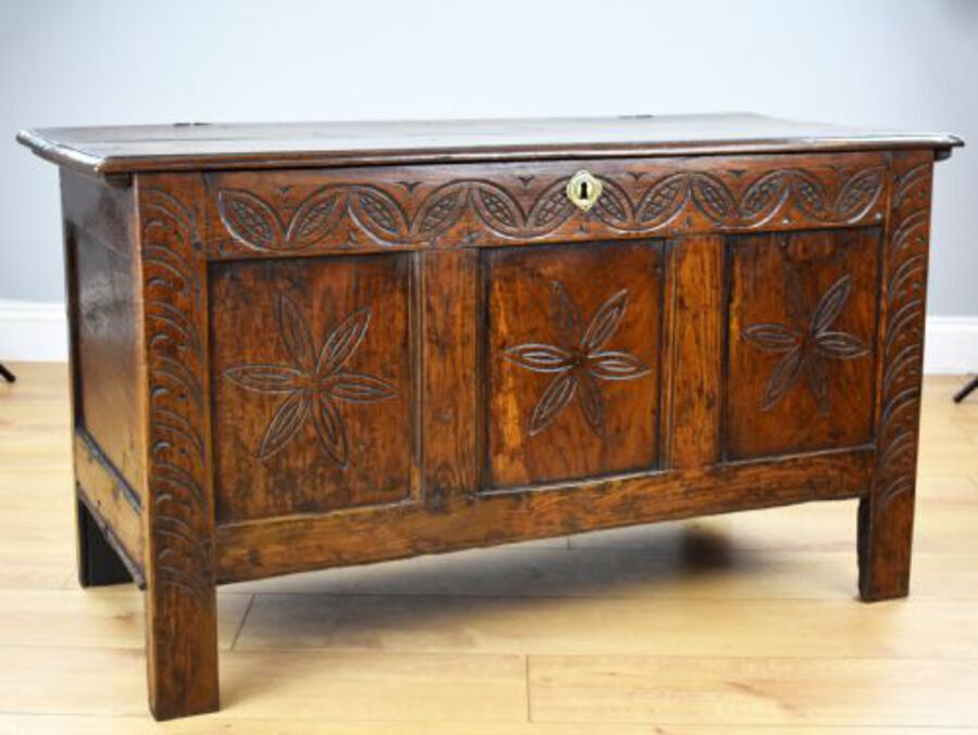 Georgian Carved Oak Coffer
