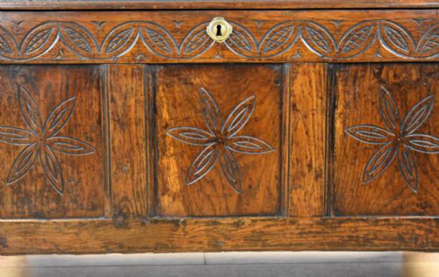 Antique Georgian Carved Oak Coffer