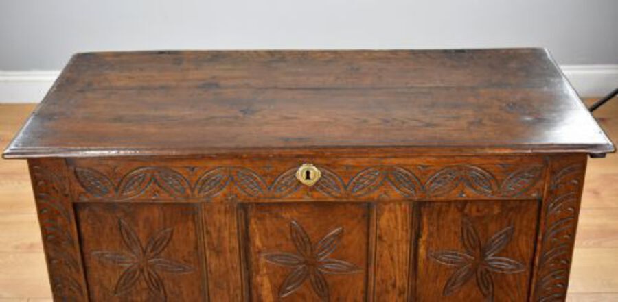 Antique Georgian Carved Oak Coffer