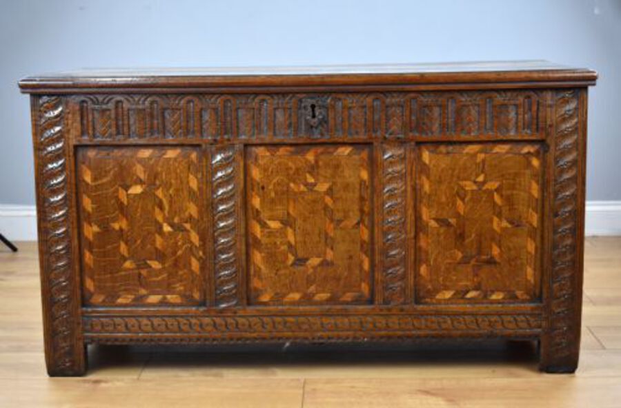 Antique Georgian Oak and Inlaid Coffer