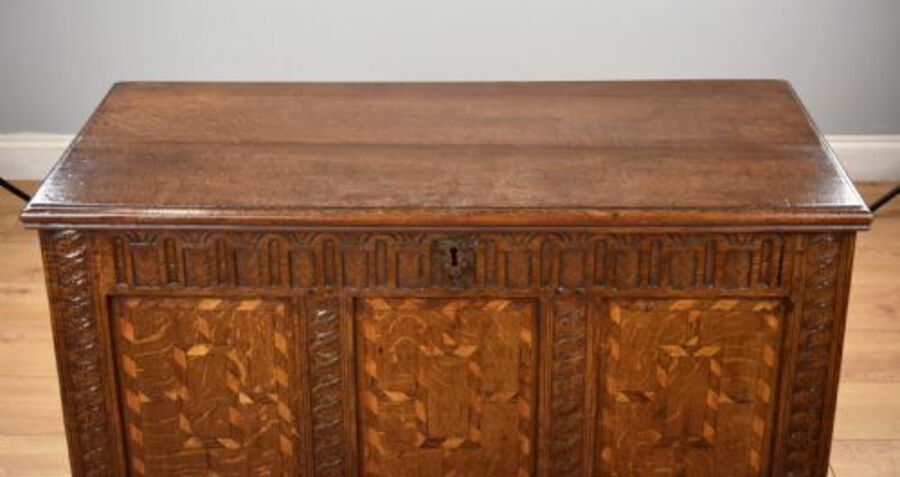 Antique Georgian Oak and Inlaid Coffer
