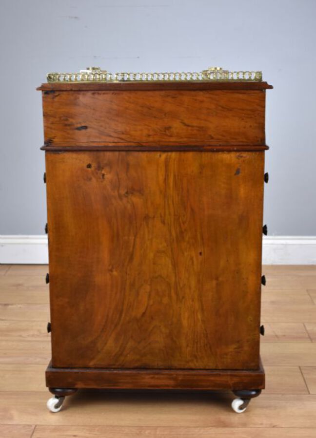 Antique Victorian Inlaid Burr Walnut Davenport