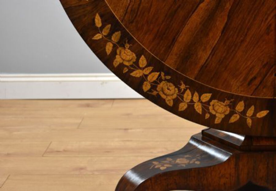 Antique Early Victorian Rosewood Marquetry Breakfast Table