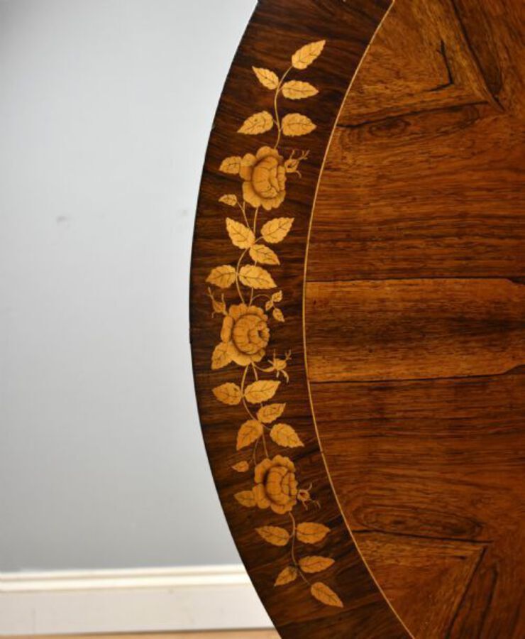 Antique Early Victorian Rosewood Marquetry Breakfast Table