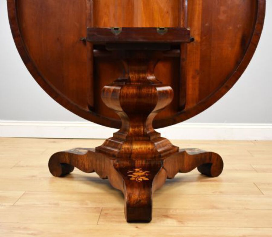 Antique Early Victorian Rosewood Marquetry Breakfast Table