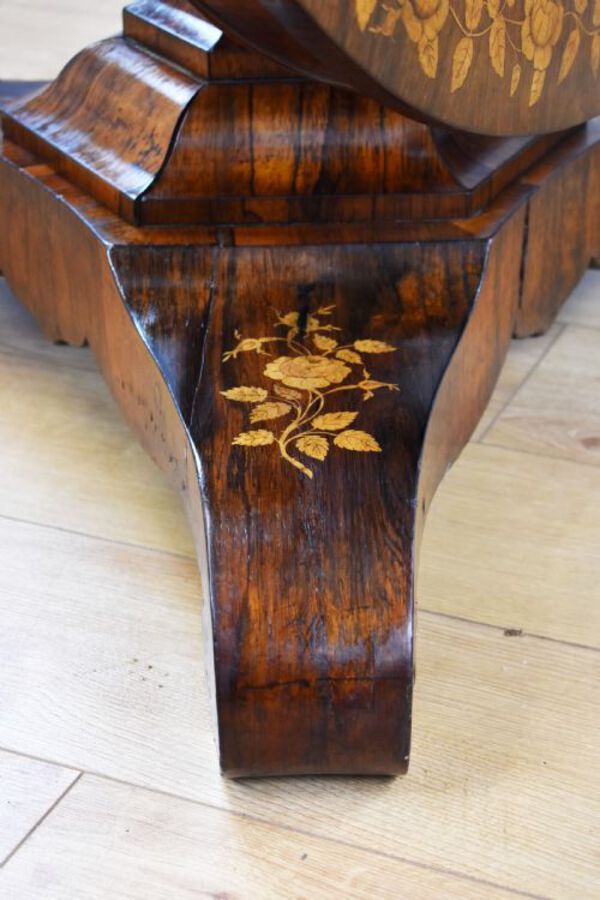 Antique Early Victorian Rosewood Marquetry Breakfast Table