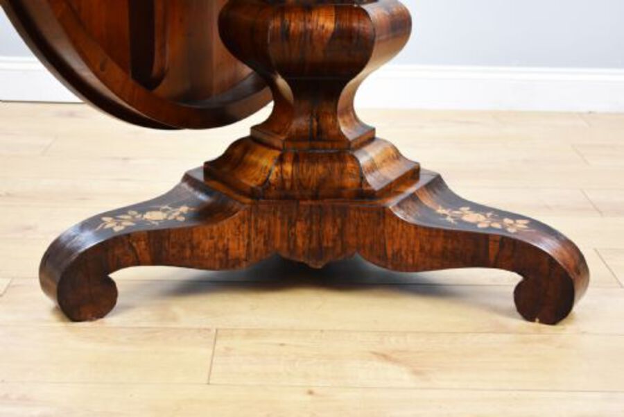 Antique Early Victorian Rosewood Marquetry Breakfast Table