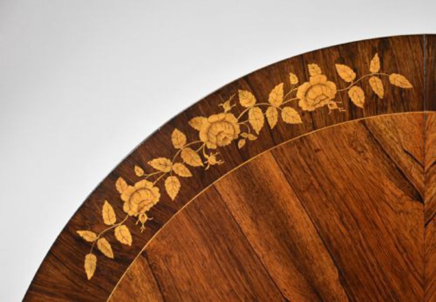 Antique Early Victorian Rosewood Marquetry Breakfast Table