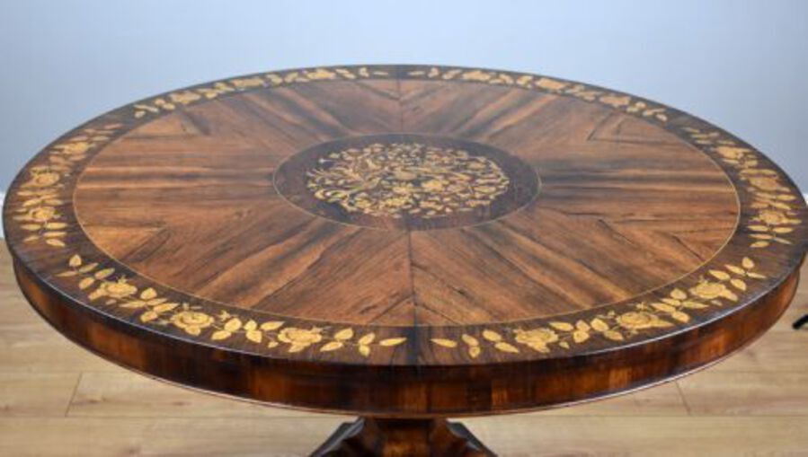 Antique Early Victorian Rosewood Marquetry Breakfast Table