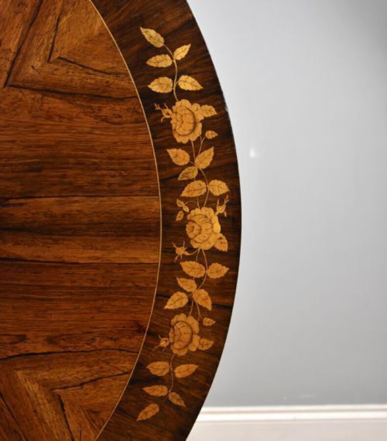 Antique Early Victorian Rosewood Marquetry Breakfast Table