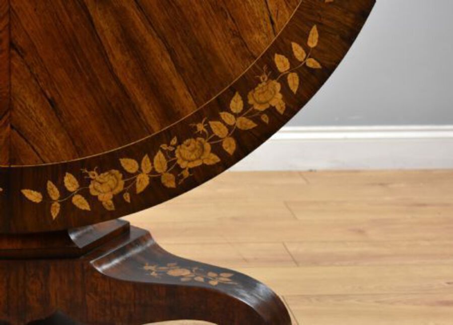 Antique Early Victorian Rosewood Marquetry Breakfast Table
