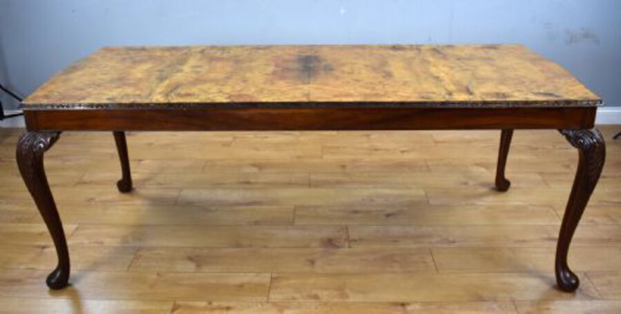 Antique Queen Anne Style Burr Walnut Table & 6 Chairs
