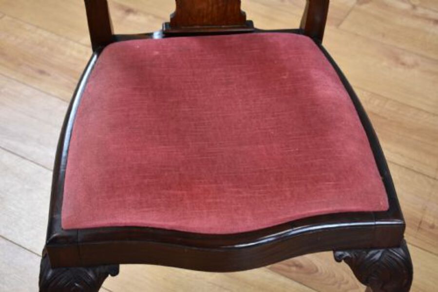 Antique Queen Anne Style Burr Walnut Table & 6 Chairs