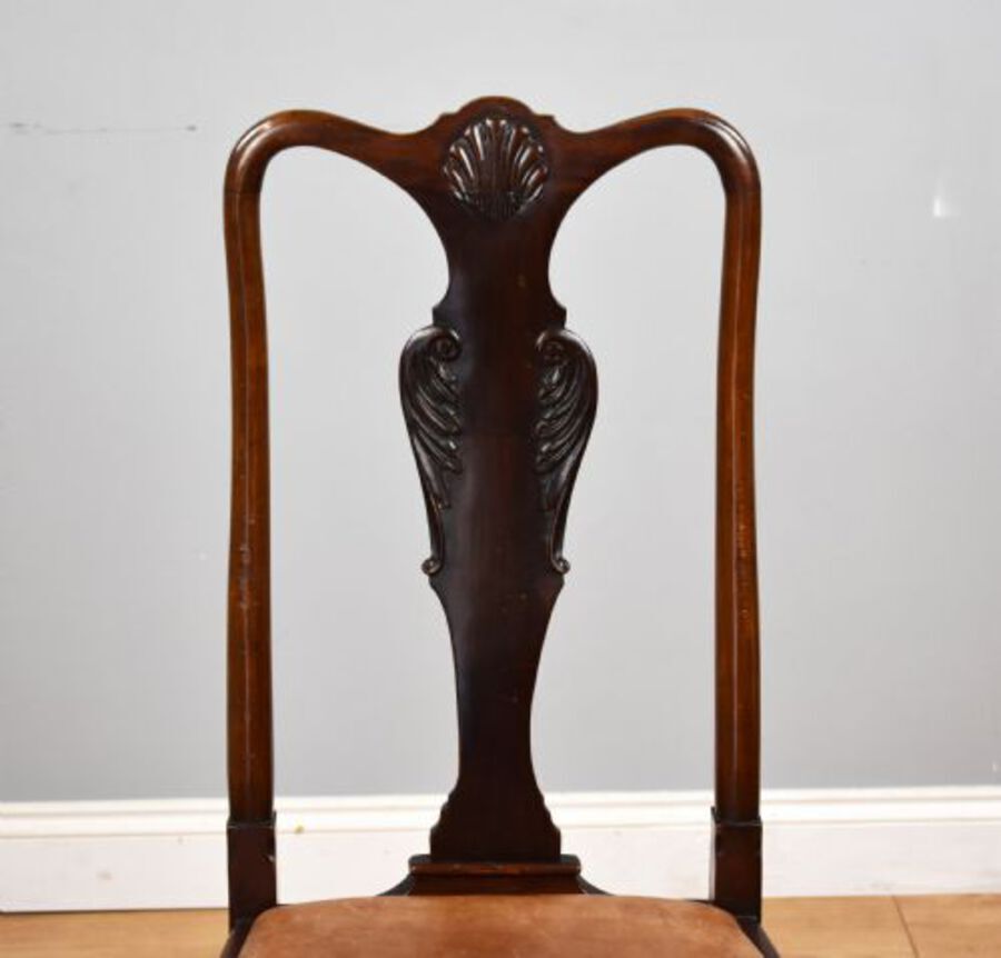 Antique Set of 8 Queen Anne Style Mahogany Dining Chairs