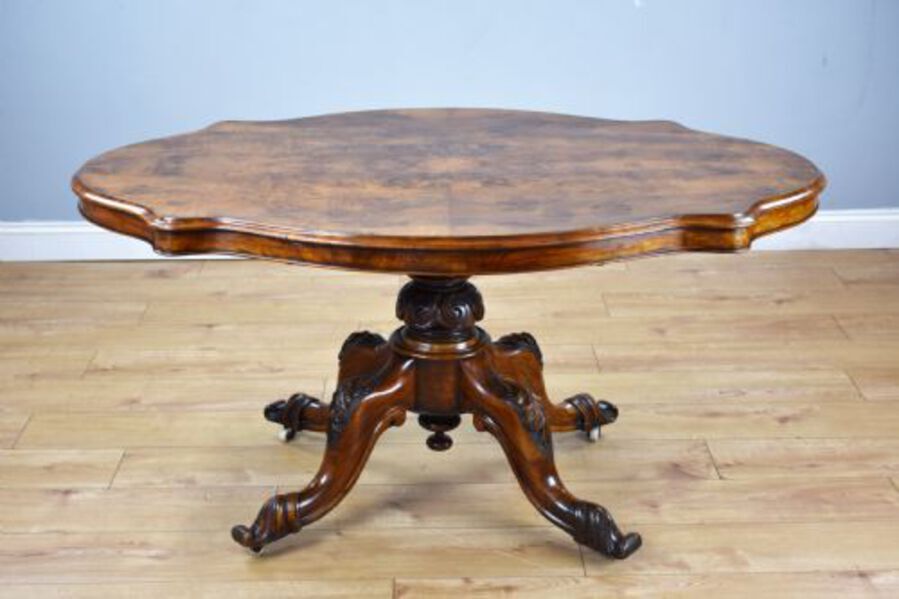 Antique Victorian Burr Walnut Breakfast Table