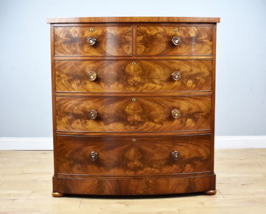 Antique Victorian Flame Mahogany Chest of Drawers