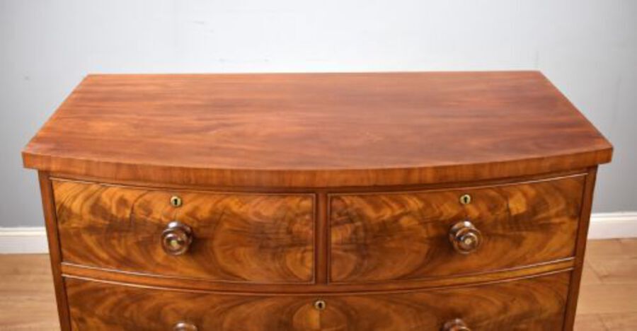 Antique Victorian Flame Mahogany Chest of Drawers