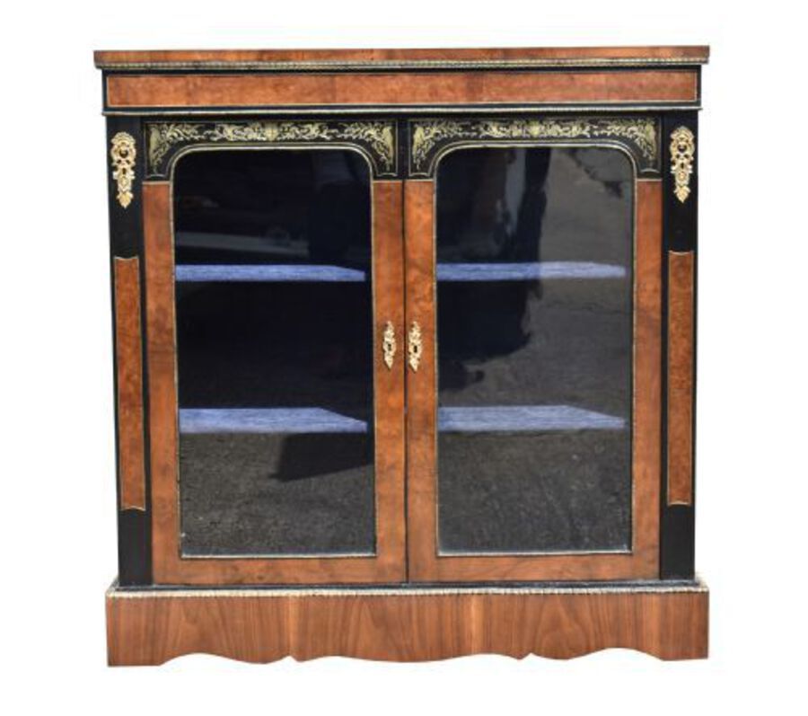 Antique Victorian Walnut and Ebonised Pier Cabinet