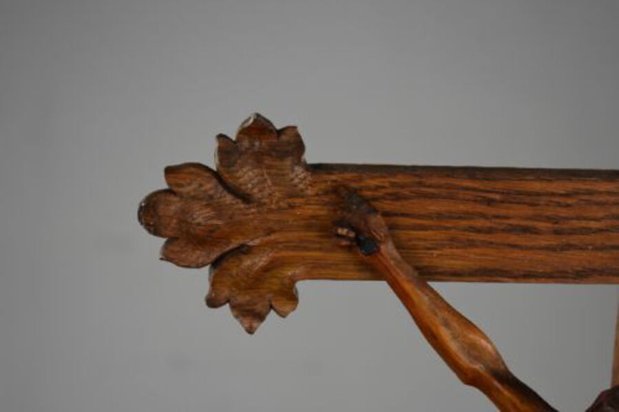 Antique Early 20th Century Carved Oak Crucifix