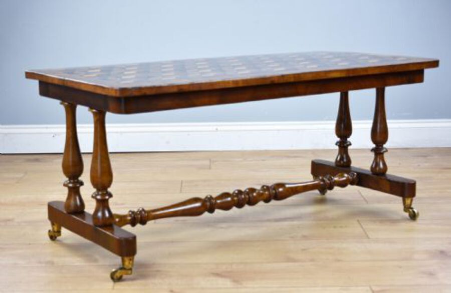 Antique Victorian Walnut and Parquetry Inlaid Coffee Table