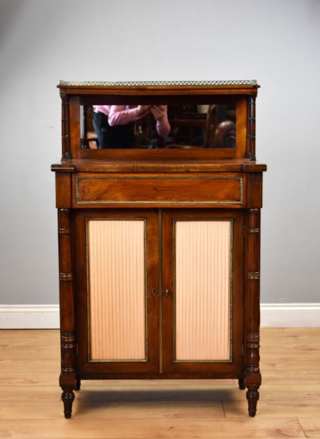 Antique Regency Rosewood and Brass Inlaid Chiffonier 