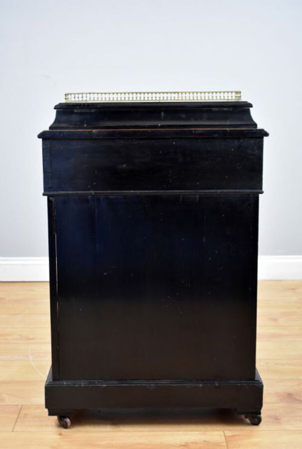 Antique Victorian Ebony and Amboyna Inlaid Davenport