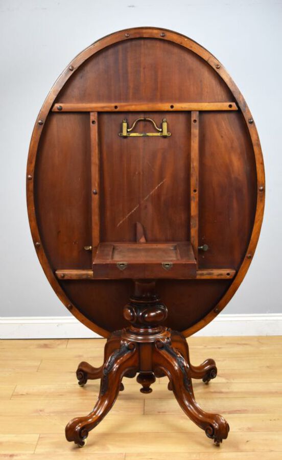 Antique Victorian Burr Walnut Oval Tilt Top Breakfast Table